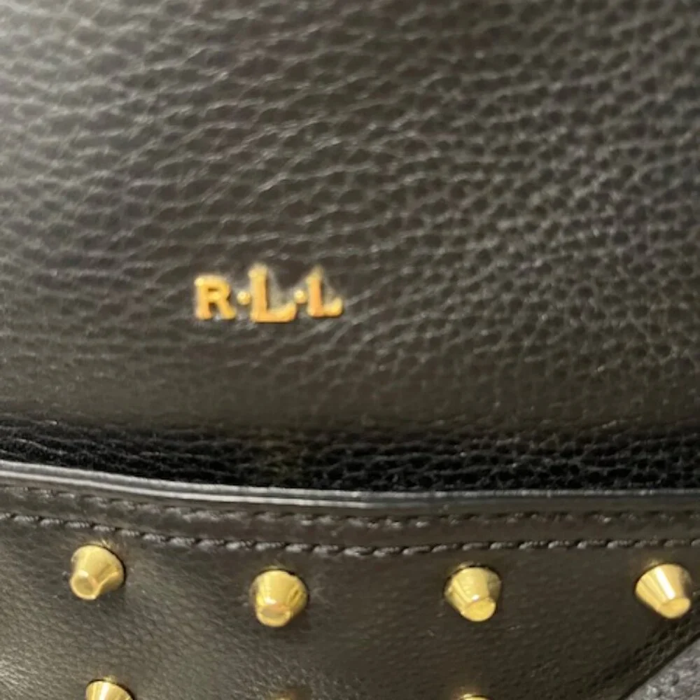 Vintage Ralph Lauren Black Pebbled Leather Gold Studded Stachel Bag - Picture 3 of 16